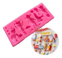 Comprar Molde Silicona Circo Payasos Fondant Porcelana Color Rosa
