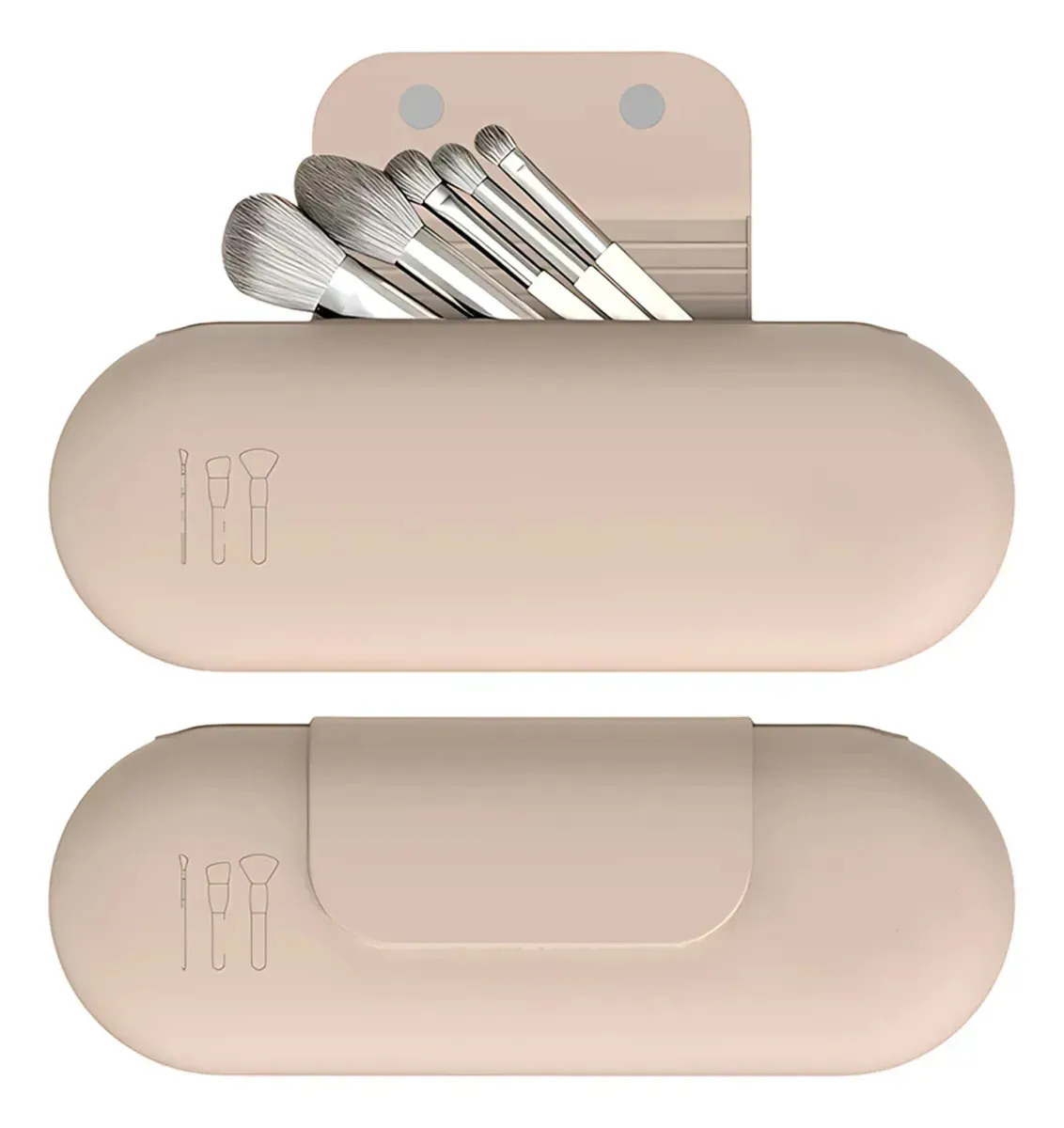 Estuche para brochas de maquillaje de silicona Gufing For Viaje.caqui