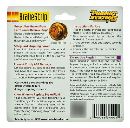 Phoenix Systems (3003-b) Brake Fluid Test Strips, 2 Strips P
