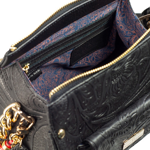 Imagen 4 de 6 de Bolsa D Piel Con Grabado Tipo Cincelado Crossbody Bolso Dama