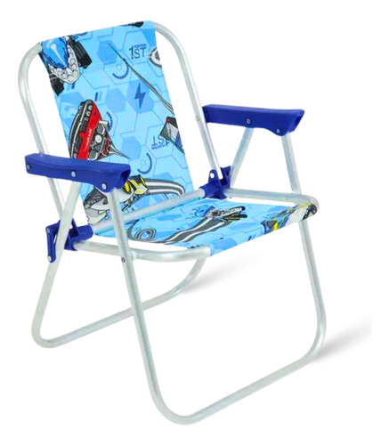 Cadeira Infantil De Praia Em Aluminio Com Estampa Divertida Cor Acqua