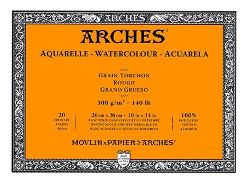 Block Acuarela Arches 18x26 Cm Grano Grueso 300 G/m2 20 H