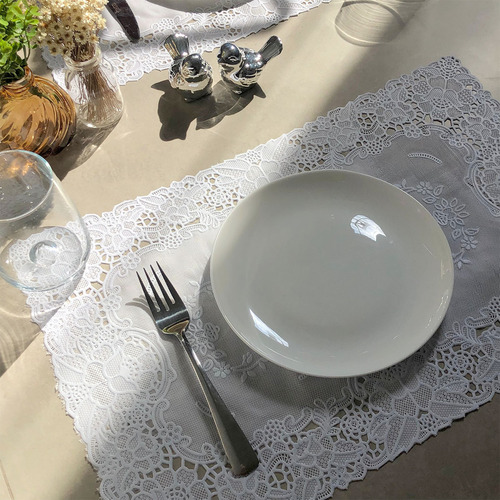 6 Jogo Americano Rendado Plástico 6 Lugares 30x46 Vr Cor Branco RENDADO BRANCO RETANGULAR