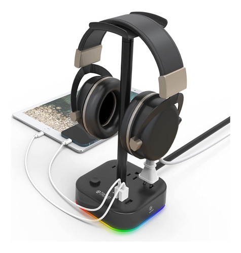 Soporte Para Auriculares Rgb Con Puertos De Carga  Con Tira 