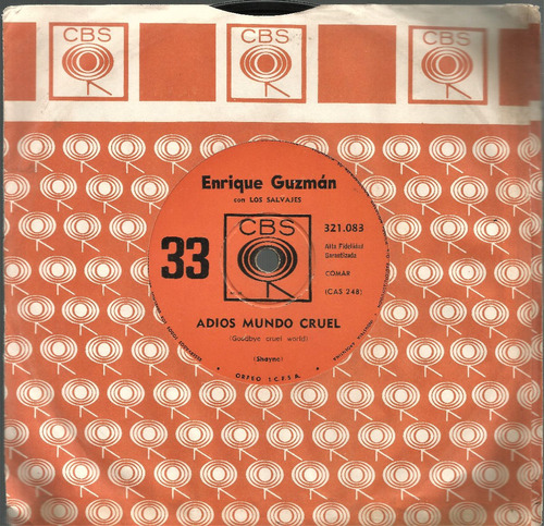 Enrique Guzman Adios Mundo Cruel Mi Chiquita - Simple Vinilo