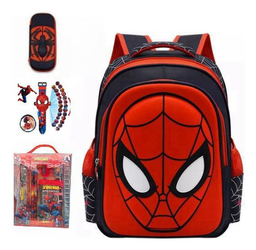 Spider Man Mochila Escolar Estudiante/preescolar De 9 Piezas