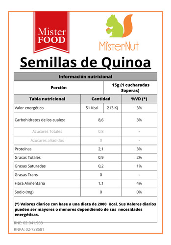 Semilla De Quinoa Blanca Mister Nut X 500grs