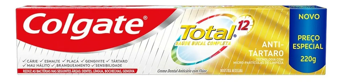 Pasta de dentes Colgate Total 12 Creme Dental Total 12 Anti Tártaro 3 Unidades De 90g Cada em creme 220 g