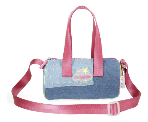 Bolsa Crossbody Cloe Textil Para Niña Diseño Parches Denim Color Azul