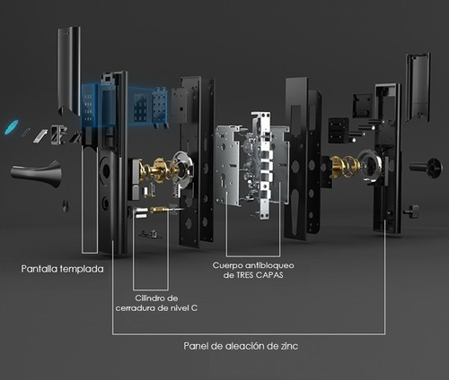 Cerradura Chapa Electrónica App Digital Ttlock-k7 Alarma Negro