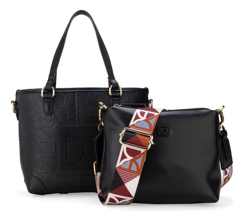 Bolsa Tote 2 En 1 Cloe Iniya Chico Color Negro