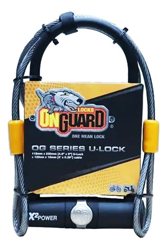 Cadeado tranca U-lock + cabo para bike moto Onguard 5801 cor preto