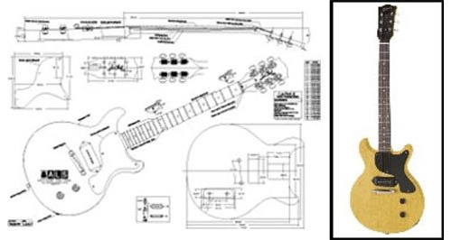 Plan Of Gibson Les Paul Jr. Guitarra Electrica Doble Corte -