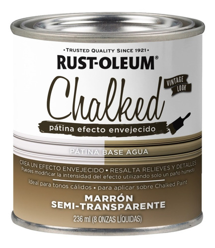 Pátina Efecto Envejecido Base Agua Chalked 0,236l Rust Oleum Color Marrón Semi-Transparente