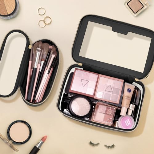 Bolsa De Maquillaje Transparente Con Brochas Y Estuche De Cu