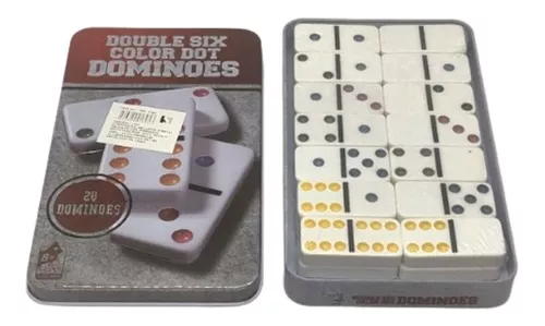 Jogo De Domino Profissional Double 6 Lata 28 Peças Coloridos