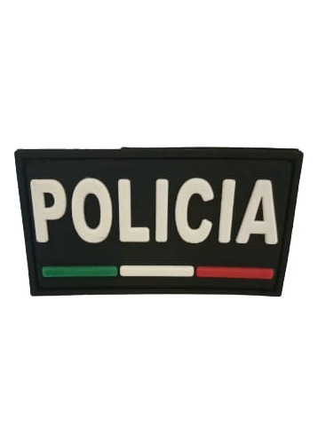 Insignia De Pvc Policia Con Bandera Medidas 9 X 5 Cm