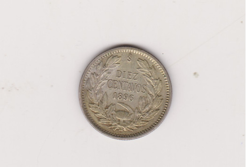 Moneda Chile 10 Centavos Año 1896 Plata Excelente