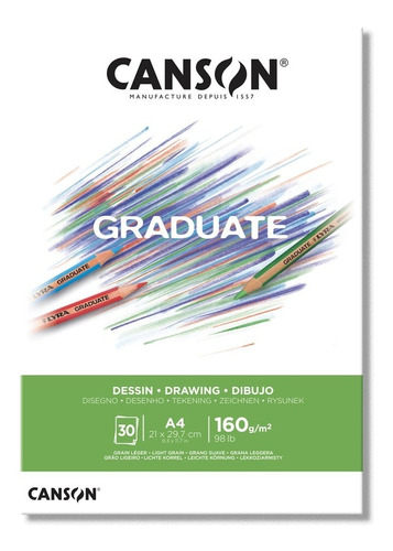 Block Canson Graduate Dessin Blanco Dibujo 160 Gr 30 Hjs A4