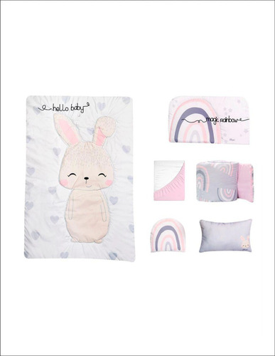 Set Edredón Cama Cuna Corral Hello Baby Niña Chiqui Mundo