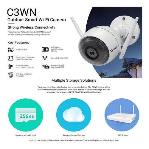 Imagen 1 de 2 de Camara Wifi Ip 1080 Ezviz,alarma Pir, Sirena,audio Y Parlant