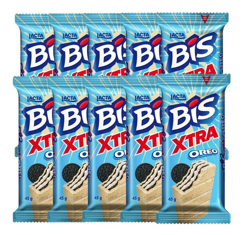 Bis Xtra Oreo Lacta Kit Com 10 Unidades De 45g