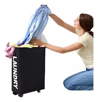 Comprar Cesta De Lavandería Multiuso Plegable Con Ruedas Color Negro