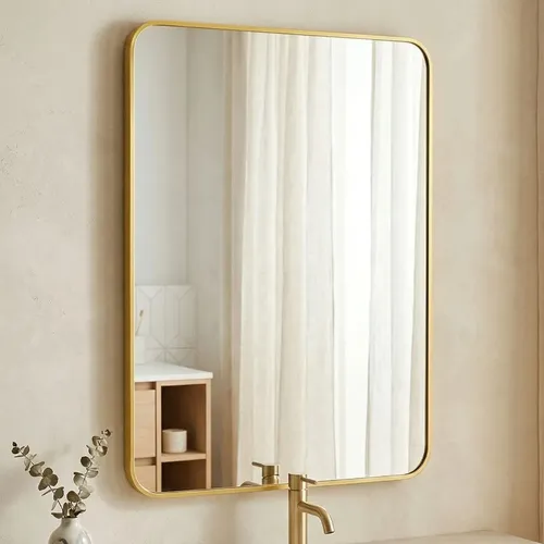 Espelho Retrô Retangular Dourado 90x70cm Luxo Banheiro Parede Moldura Alumínio Decorativo Horizontal Vertical The Mirror Lab — R$ 275,00 em Mercado Livre, 45% OFF