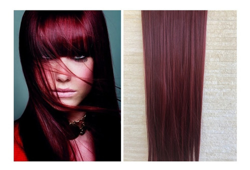 Cabelo Aplique Tic Tac 80cm Fibra Organico Cor 118 Vermelho