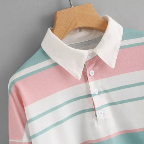 Camiseta Casual Para Mujer Con Hombros Descubiertos Y Rayas