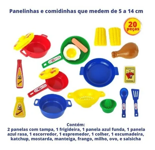 Jogo de Panelinhas de Brinquedo Com Talheres e Comidinhas