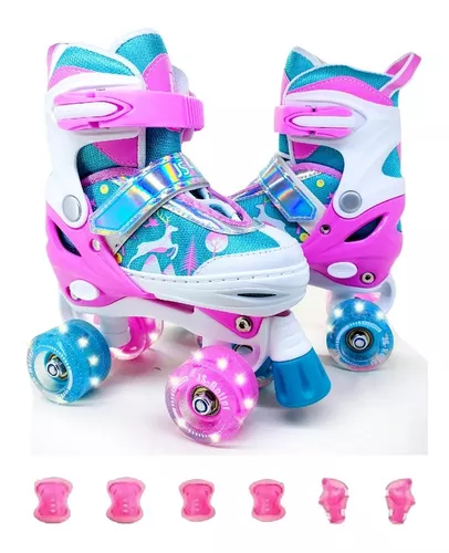 Patines De 4 Ruedas Ajustable Niño Niña Rueda Led 18 A 23 Cm – Little Monkey