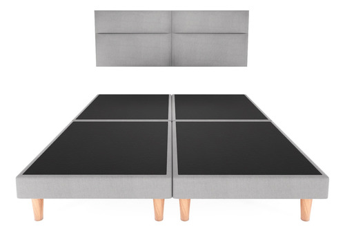 Recamara Base Cama Box Cabecera Cairo Gris Queen Size