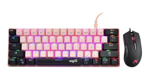 Kit Gamer Teclado Mec 60% Glow Up Custom Y Mouse Pixart 3325