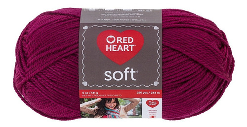Estambre Acrílico Suave Liso Soft Yarn Red Heart Coats Color Berry 9779