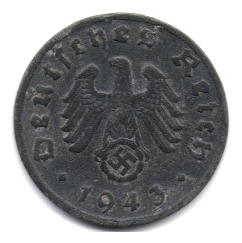 Alemania 1 Reichspfennig 1943 D Tercer Reich 