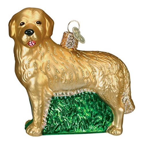 Adorno Golden Retriever De Vidrio Soplado Navidad