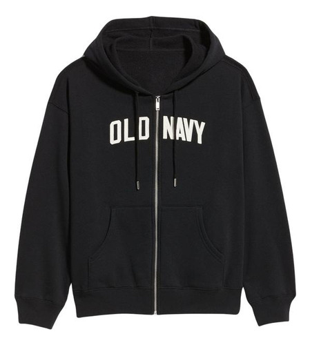 Polerón Mujer Old Navy Con Gorro Y Cierre Logo Negro