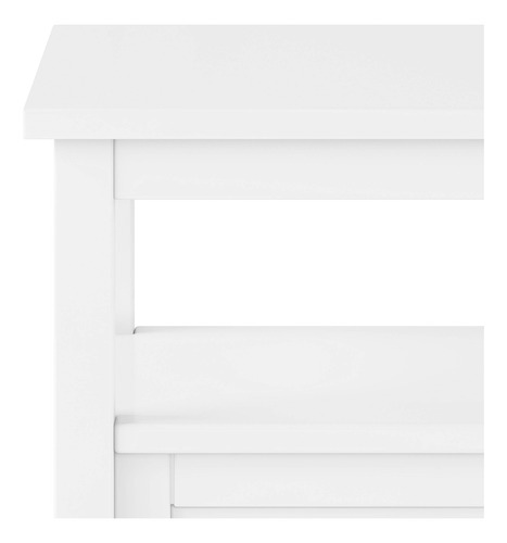Mesa Auxiliar Rústica Blanca De Madera Maciza Con Almacenami