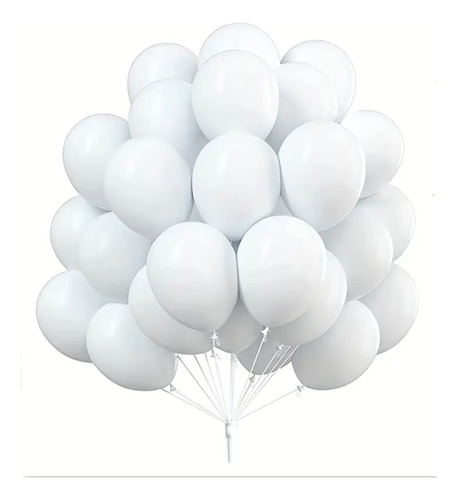 Globos Color Blanco 100 Unidades Tamaño 25 Cm