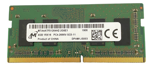 Memoria Ram 4gb 2666mhz Ddr4 Sodimm Verde