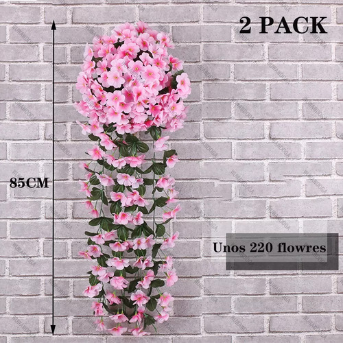 Flores Colgantes Flor Violeta Artificial Pared Rosa 2piezas