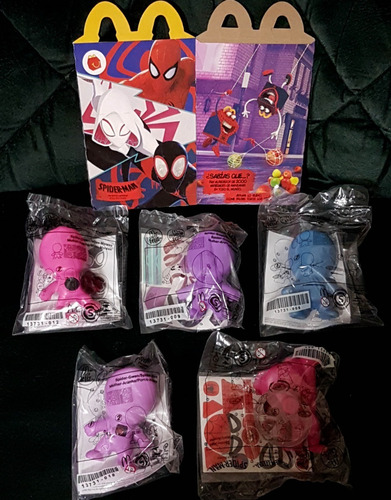 Mcdonalds Set De 5 Figuras Spiderman Spiderverse + Cajita