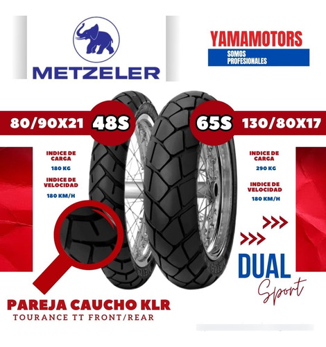 Caucho Metzeler Moto Klr 80/90-21 Y 130/80-17 Front/rear