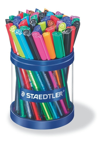 Vaso Staedtler Con 50 Lapiceras De Colores De Punta Fina