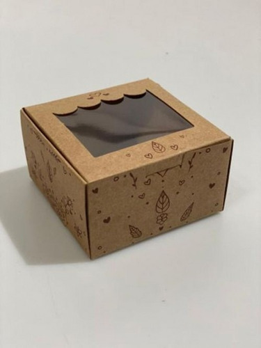 Embalagem Kraft C/ Visor P/ Brownie/doces Floral -10unidades