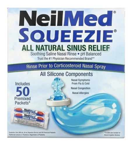 Lavagem Nasal Sinus Squip Squeezie Kit 1 Bisnaga + 50 Sachês Cor Azul