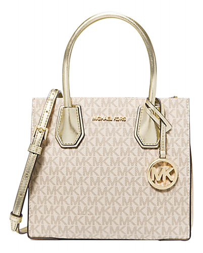 Bolsa Michael Kors Original Mercer Medium Xbody Dorado Logo