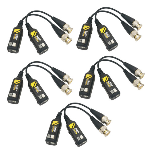 Douzime 5 Pares De Conectores 4k Cctv Video Balun Pasivo Ahd