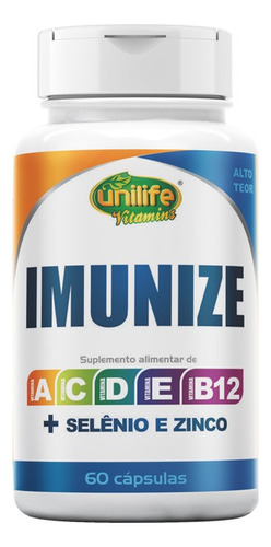 Imunize Vitaminas A, C, D, E, B12+selênio E Zinco Unilife Sabor Vitamina